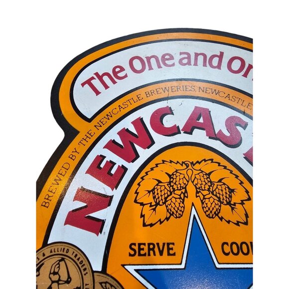 Newcastle Brown Ale Sign The One And Only Fiberboard Beer Label Double Sided - Picture 8 of 15